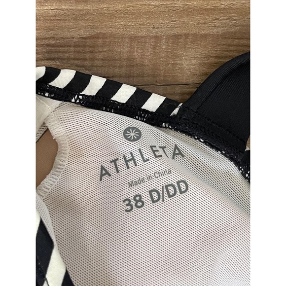 Athleta Slash Stripe Pura Tankini Women’s Top Black White Athletic Swim 38 D/DD - Picture 6 of 7